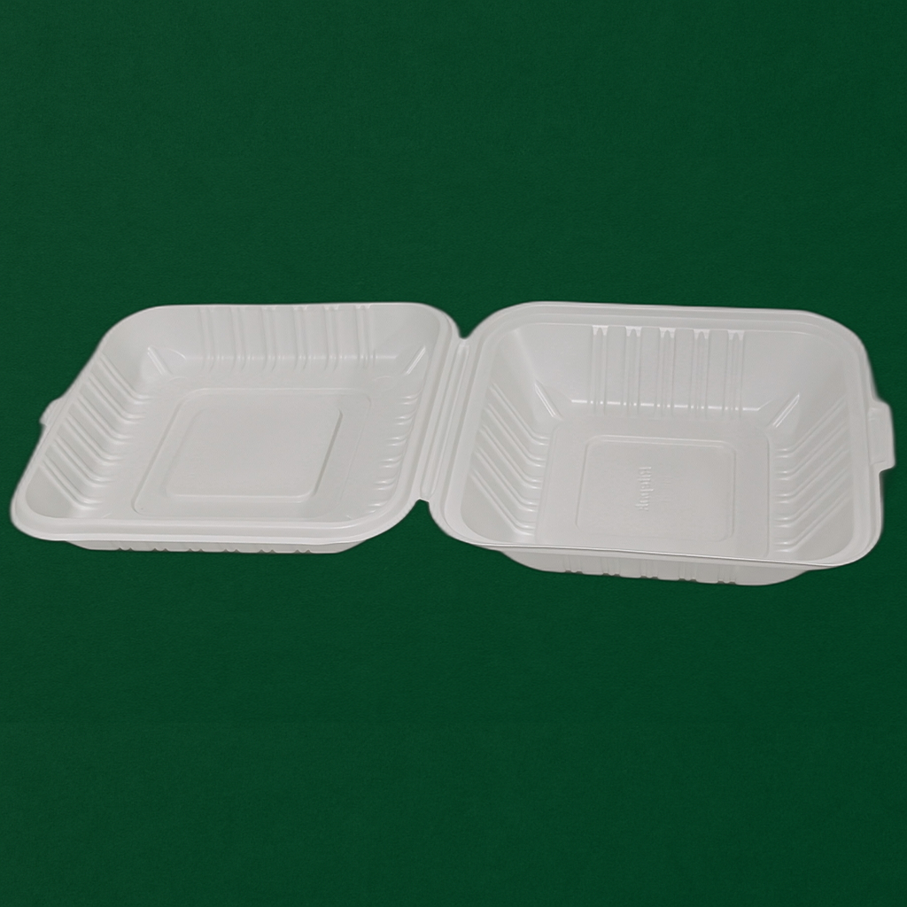 8″ × 8″ Microwave-Safe MFPP Hinged Container (150 Pcs)