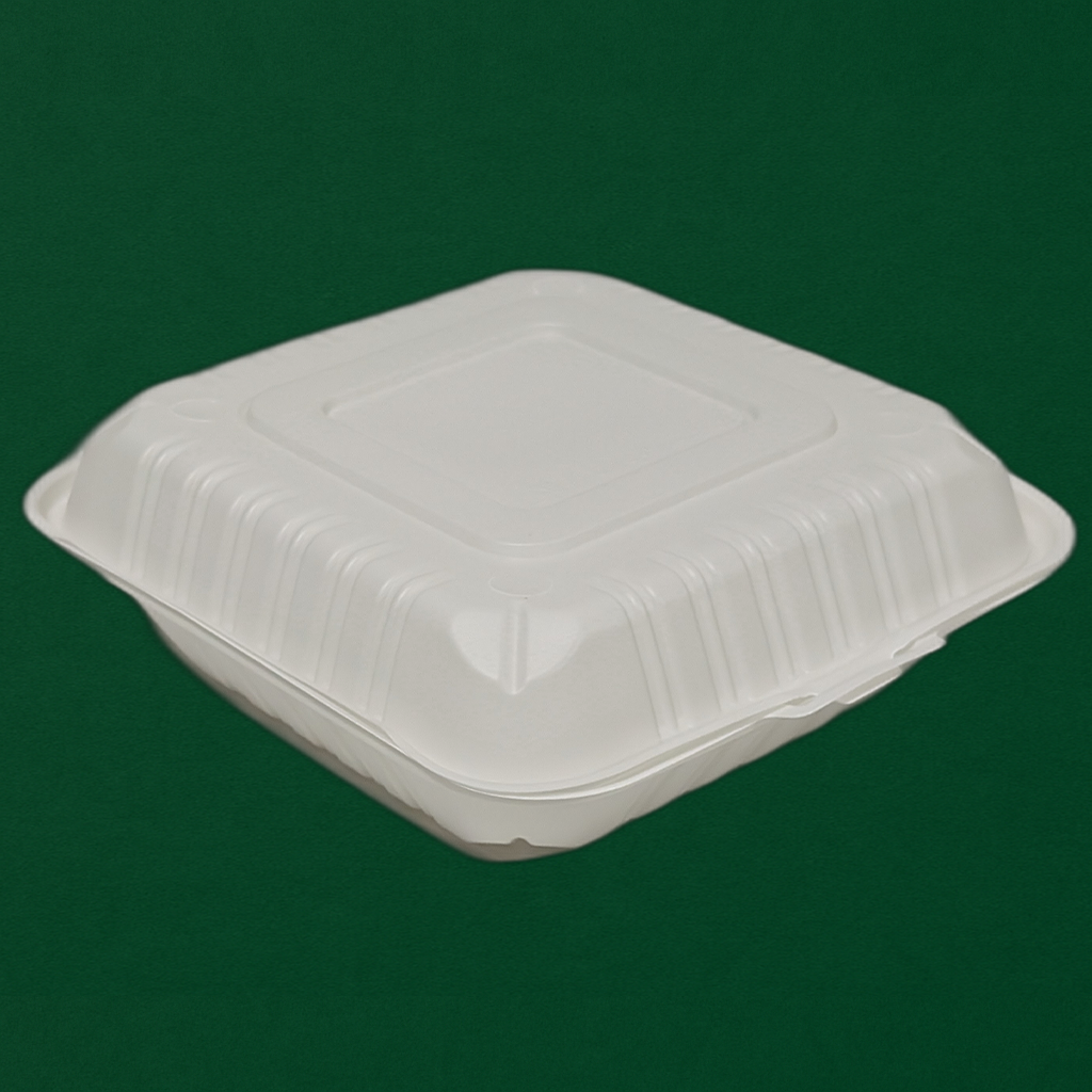 8″ × 8″ Microwave-Safe MFPP Hinged Container (150 Pcs)