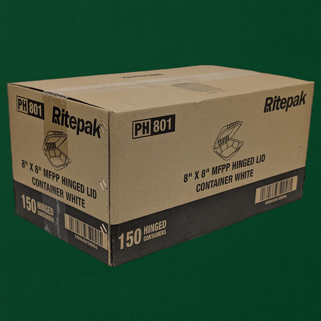 8″ × 8″ Microwave-Safe MFPP Hinged Container (150 Pcs)
