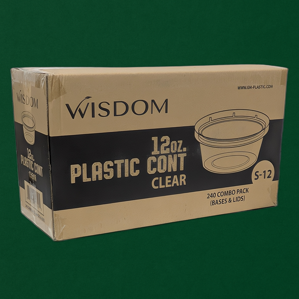 12oz Plastic Container with Lid (240 Pcs)