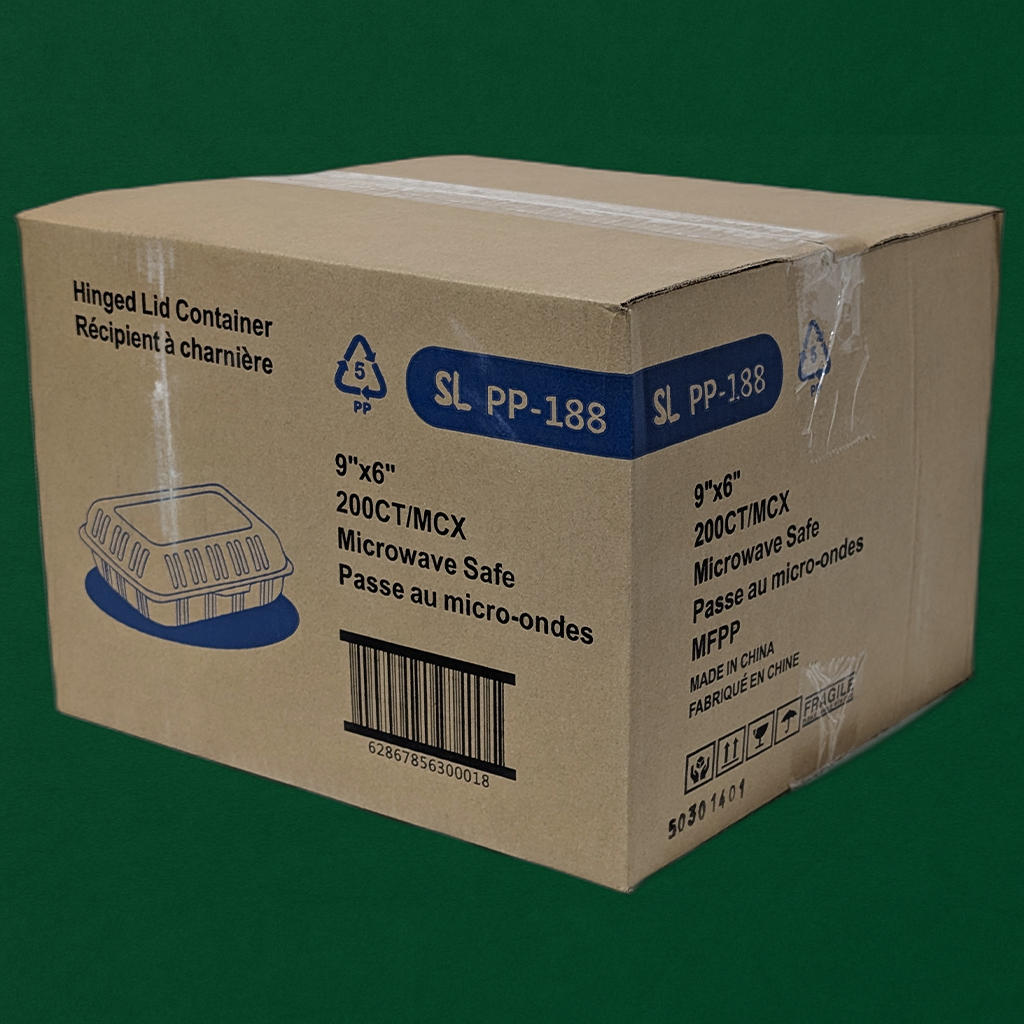 9″ × 6″ Microwave-Safe MFPP Hinged Container (200 Pcs)