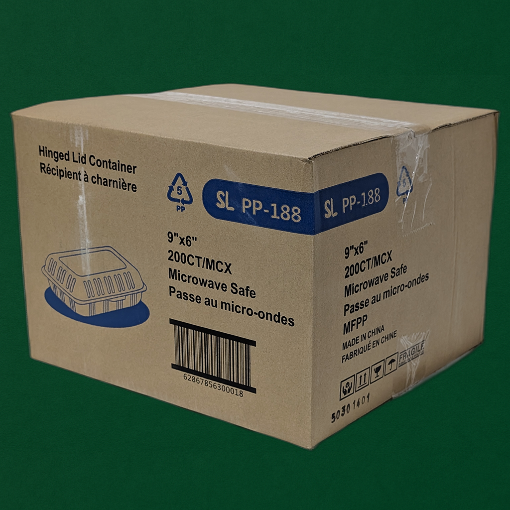 9″ × 6″ Microwave-Safe MFPP Hinged Container (200 Pcs)