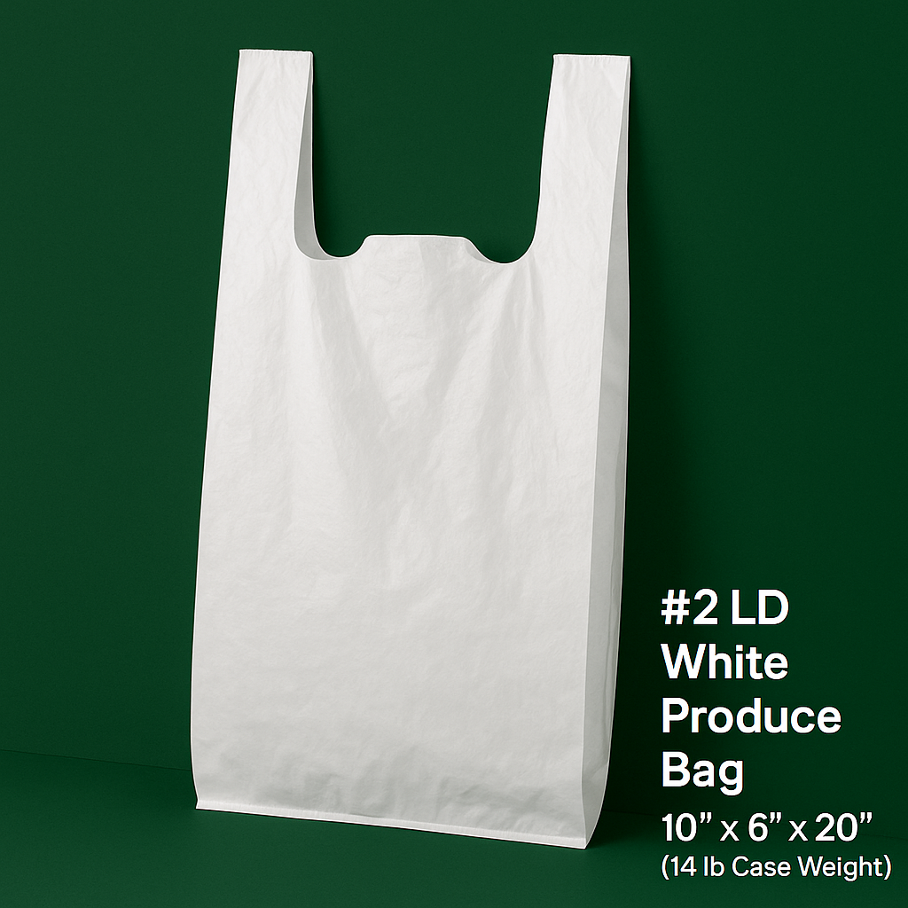 #2 LD White Produce Bag – 10″ × 6″ × 20″ (14 lb Case Weight)