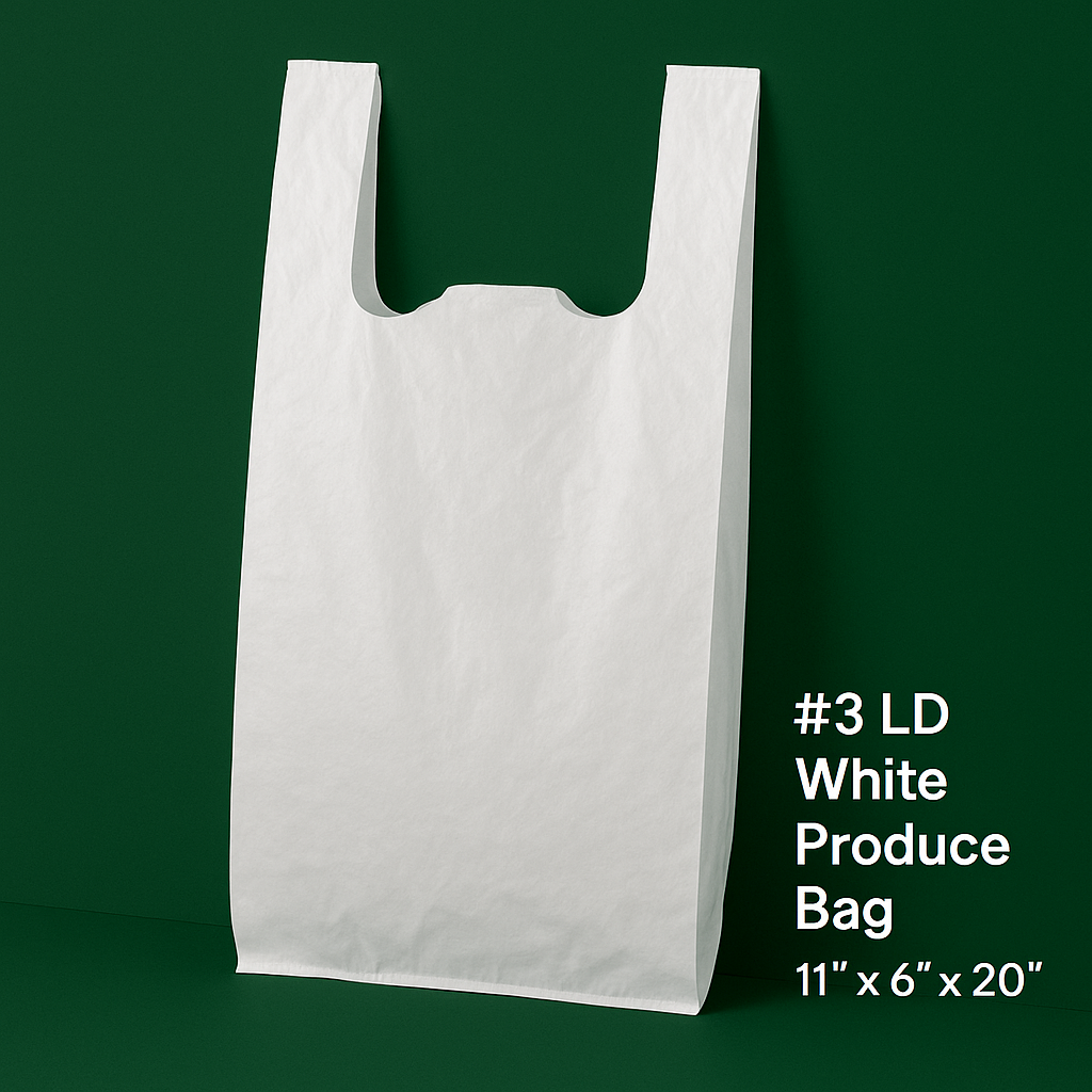#3 LD White Produce Bag – 11″ × 6″ × 20″ (12 lb Case Weight)