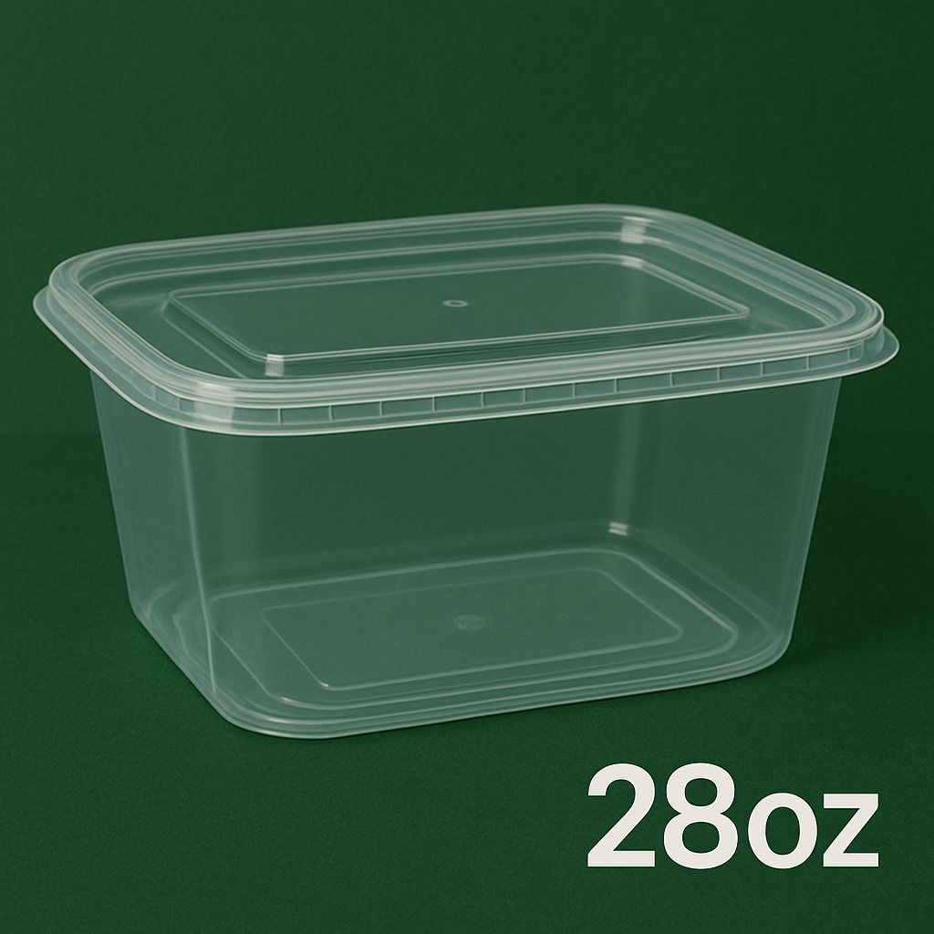 28oz Rectangle Plastic Container (150 Pcs)