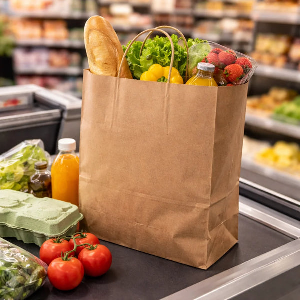 Kraft Paper Bag with Handle - 10" x 6" x 13" (250 Pcs)