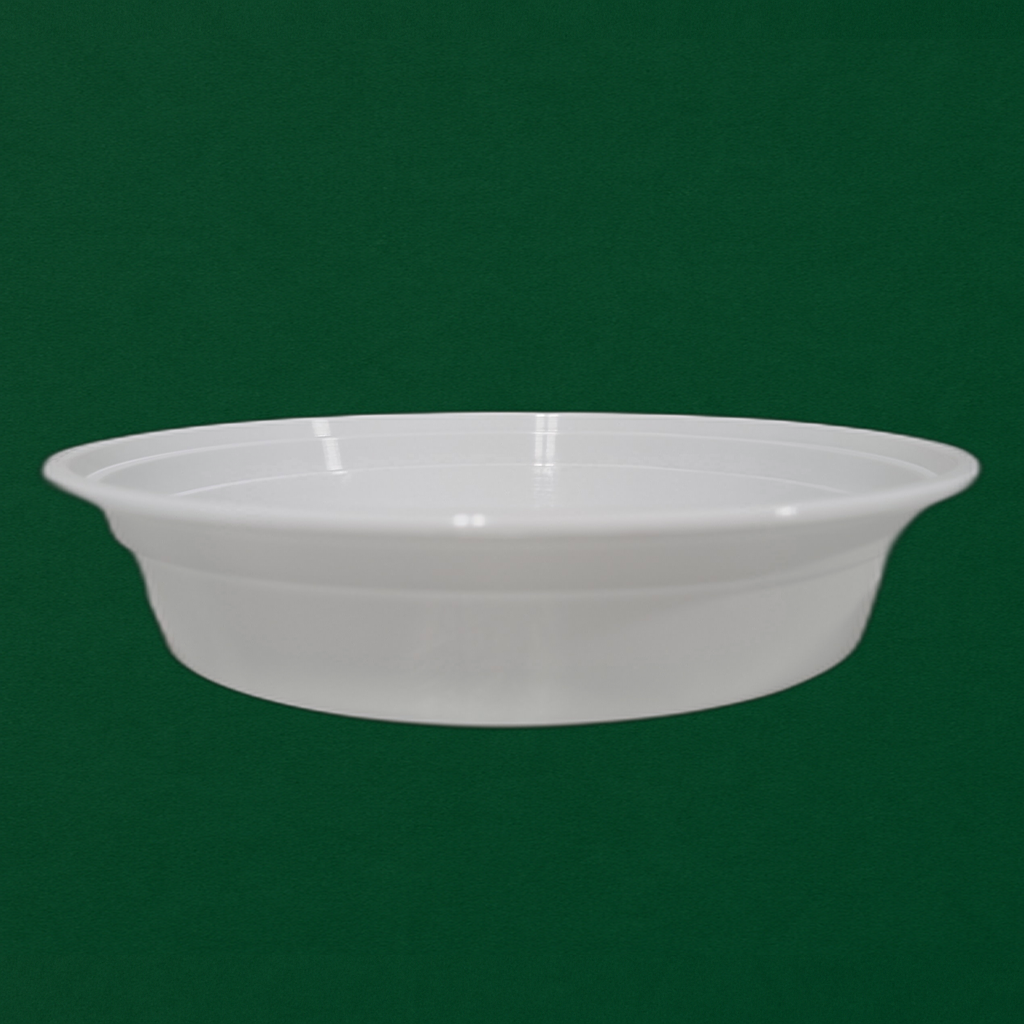 7" Round white PP Cont with Lid 24oz White (150 Pcs)