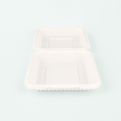 9" x 9" Microwavable hinged container - Dual Lock (150 Pcs)