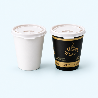 10oz - 20oz paper coffee cup white flat lid (1000 Pcs)