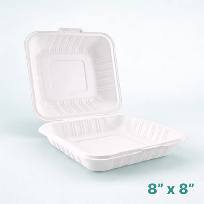 8" * 8" Microwave-Safe MFPP Hinged Container (150 Pcs)