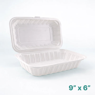 9" * 6" Microwave-Safe MFPP Hinged Container (200 Pcs)