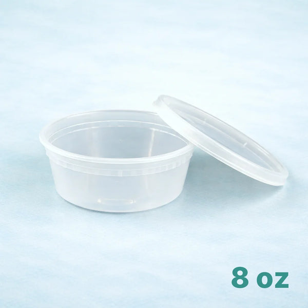 8 oz Plastic Container with Lid (240 Pcs)