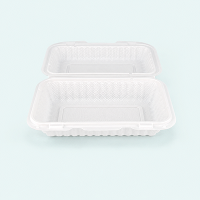 9" x 6" Microwavable hinged container - Dual Lock (150 Pcs)
