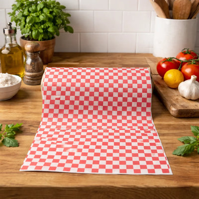 12" x 12" Red Checkered Greaseproof Paper Sheets (1000 Pcs)