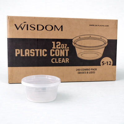12oz Plastic Container with Lid (240 Pcs)