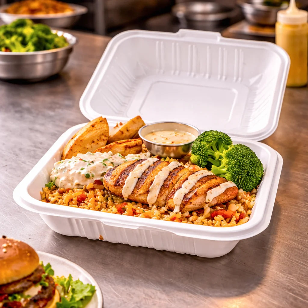 8" x 8" Microwave-Safe SLPP Hinged Container (150 Pcs)