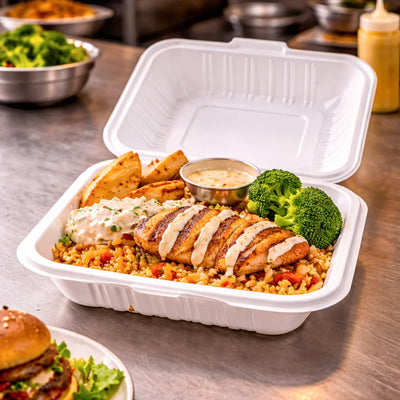 8" * 8" Microwave-Safe MFPP Hinged Container (150 Pcs)