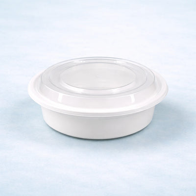 24oz White 7" Round PP Container with Lid (150 Pcs)