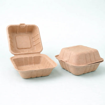 6" x 6" Bagasse Hinged container (200 Pcs)