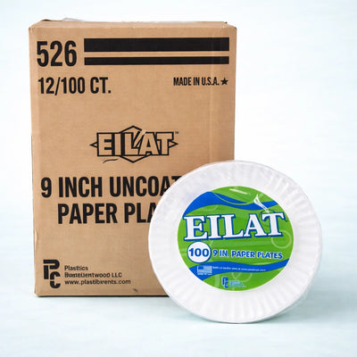 9" White uncoated paper pizza plates (1200 Pcs)