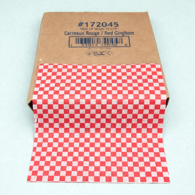 12" x 12" Red Checkered Greaseproof Paper Sheets (1000 Pcs)