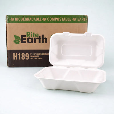 9" x 6" Bagasse Hinged container (200 Pcs)
