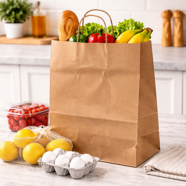 Kraft paper bag with handle [SUPER STRONG] 13" x 7" x 17" (250 Pcs)