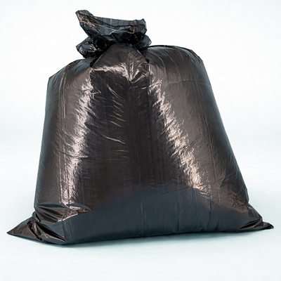 Black trash bag on a white background