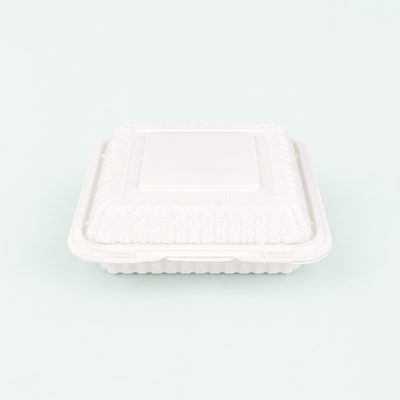 9" x 9" Microwavable hinged container - Dual Lock (150 Pcs)