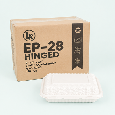 9" x 6" Microwavable hinged container - Dual Lock (150 Pcs)