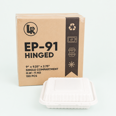 9" x 9" Microwavable hinged container - Dual Lock (150 Pcs)