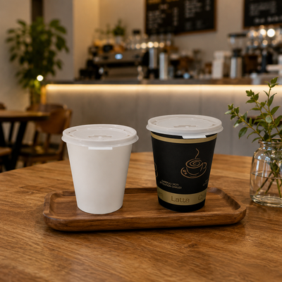 10oz - 20oz paper coffee cup white flat lid (1000 Pcs)