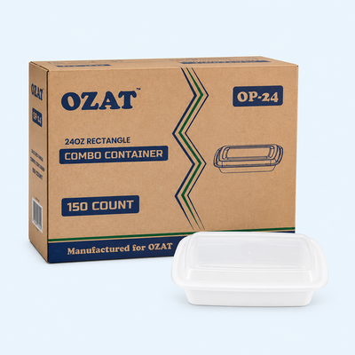 24oz Rectangle Plastic Container (150 Pcs)