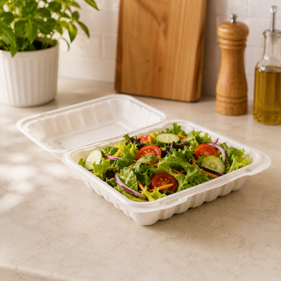 9" x 9" Microwave-Safe SLPP Hinged Container (150 Pcs)