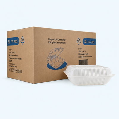 9" x 9" Microwave-Safe SLPP Hinged Container (150 Pcs)