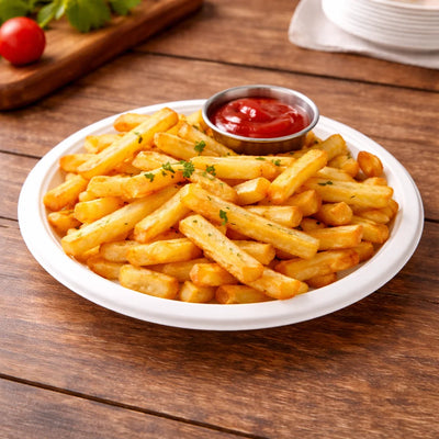 7" Round White Bagasse Plate (1000 Pcs)